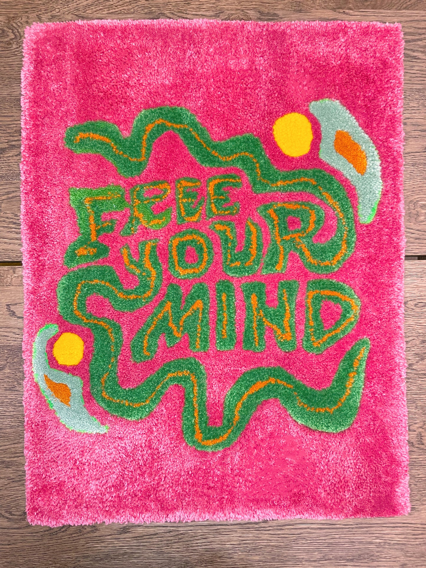 Hand Tufted 'Free Your Mind' Area Rug 18” x 24”